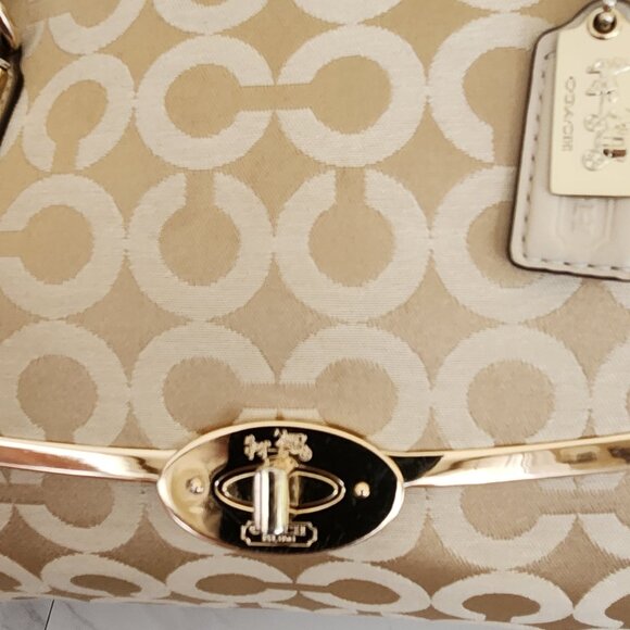 Coach Madeline East West Op Art Sateen Satchel Handbag Purse